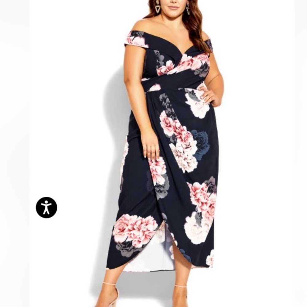 City Chic black French floral dress Sz 16 New